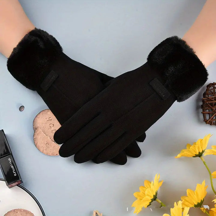 Harwelton™ Velvet-Lined Suede Winter Gloves with Plush Cuff