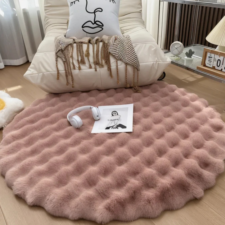 Round Fleece Rug 90x90 cm Soft Anti-Slip