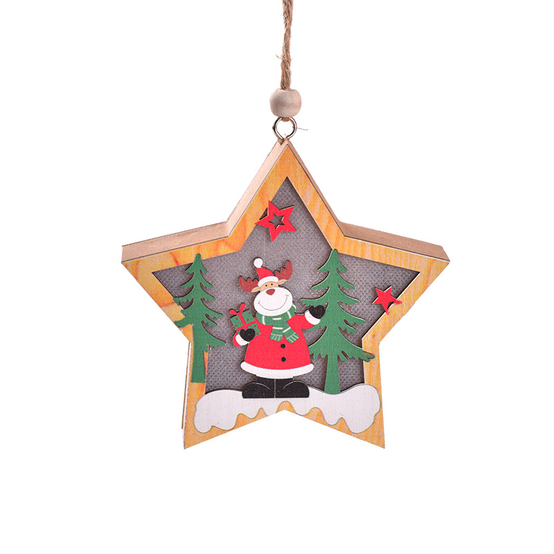 Wooden Christmas Light Box Ornament in Round or Star Shape