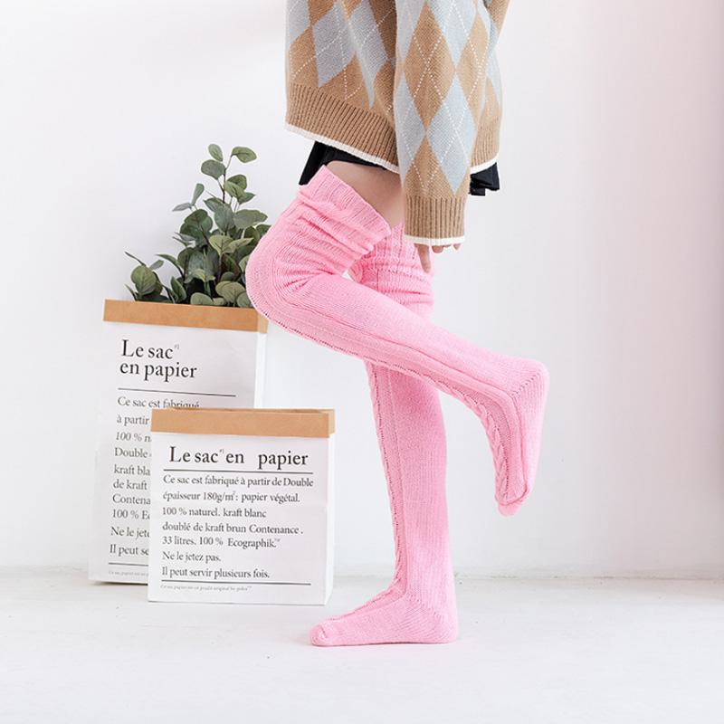 Hand-Knitted Long Knee Socks in Soft Ribbed Knit