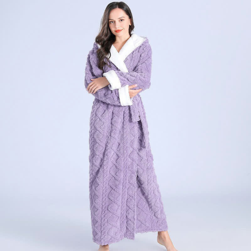 Harwelton™ Long Plush Hooded Dressing Gown with Two Front Pockets