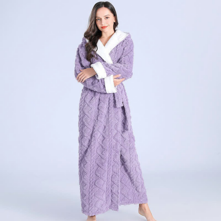 Harwelton™ Long Plush Hooded Dressing Gown with Two Front Pockets