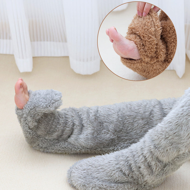 Fluffy Footless Leg Warmer Socks for Knees and Thighs