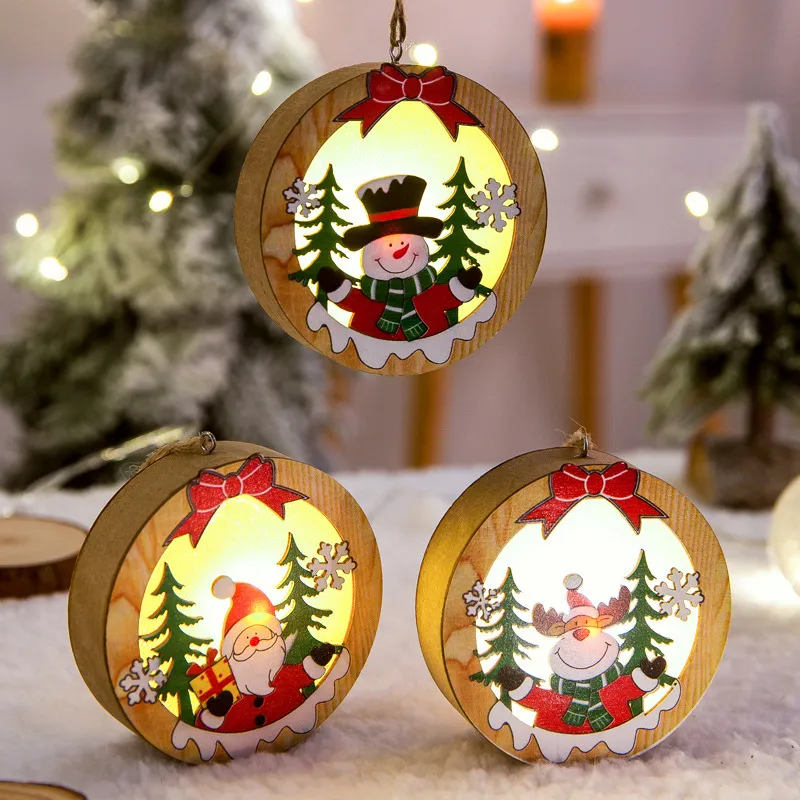 Wooden Christmas Light Box Ornament in Round or Star Shape
