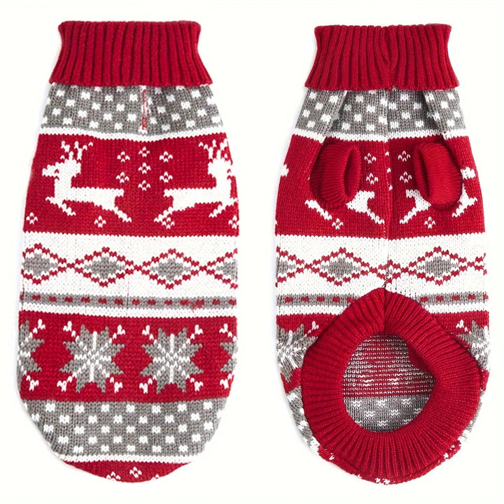 Knitted Christmas Jumper for Small Dogs with Festive Pattern