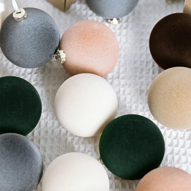 Velvet Christmas Baubles Set of 12 with Soft Matte Finish