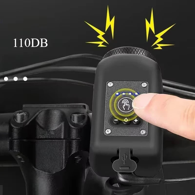 Bike Horn and Front Light with 110 dB Alarm and Remote