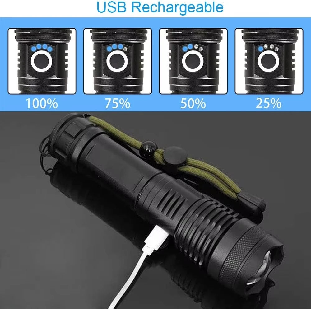 Rechargeable High-Lumen Torch with Zoom and 5 Light Modes