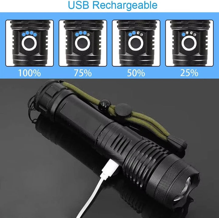 Rechargeable High-Lumen Torch with Zoom and 5 Light Modes