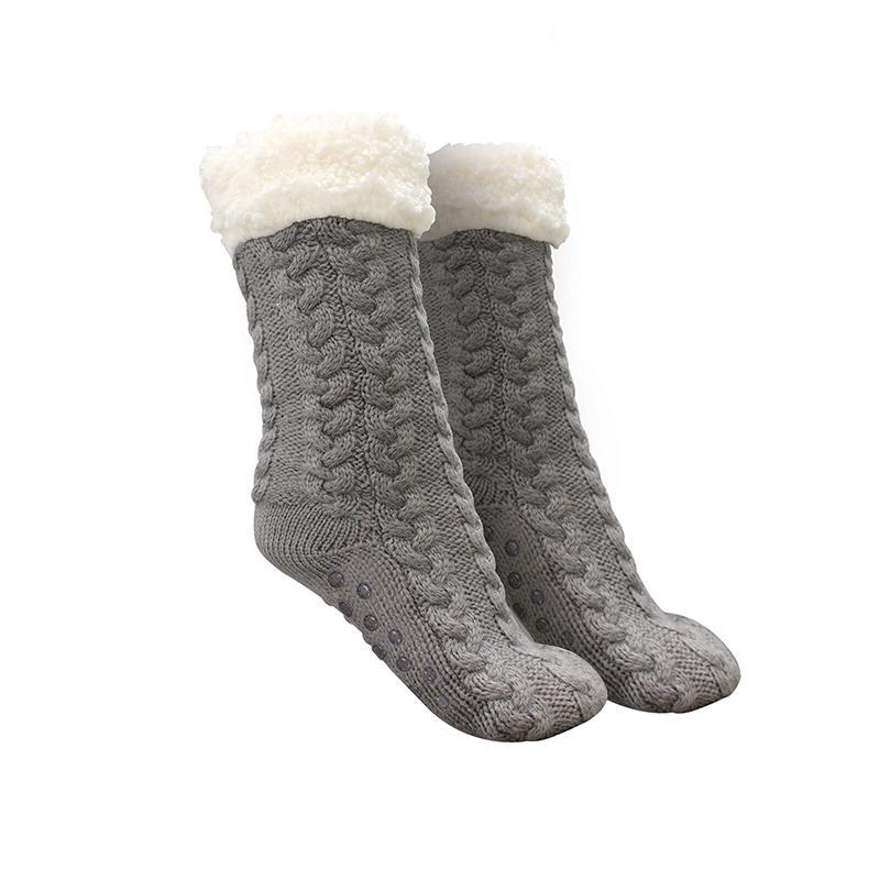 Thick Fleece-Lined Slipper Socks with Anti-Slip Soles