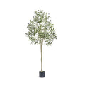 Tall artificial olive tree in black pot
