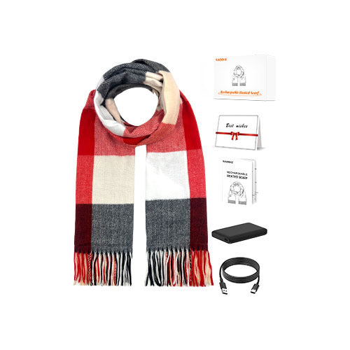 Harwelton Red Tartan Heated Scarf with USB Heating Pad