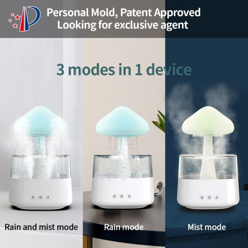 Rain Cloud Humidifier and Aroma Diffuser with Mushroom Night Light