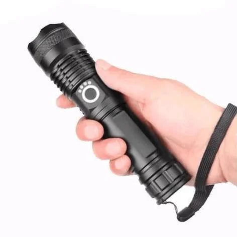 Harwelton™ Rechargeable XHP50 LED Torch with Zoom and Battery Display