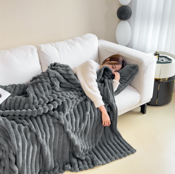Thick faux rabbit fur throw