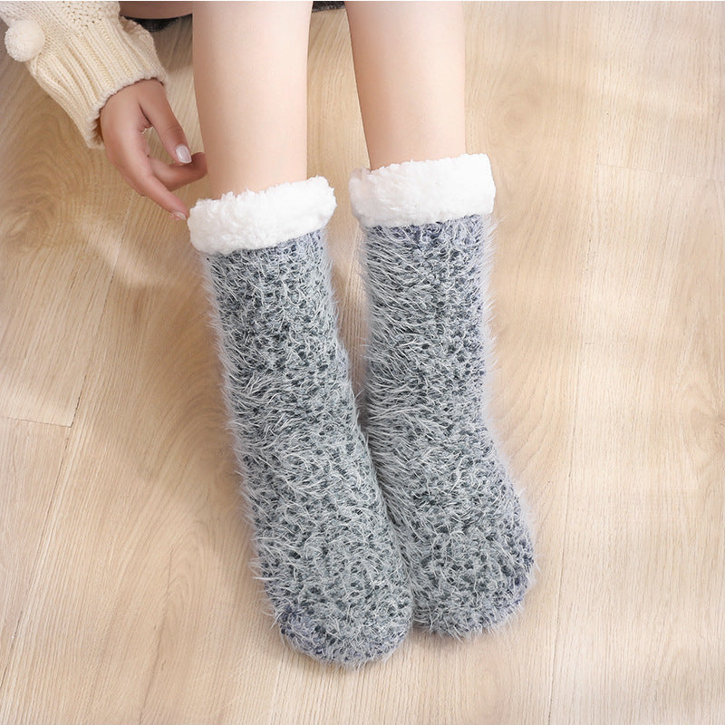 Sherpa-Lined Slipper Socks with Anti-Slip Silicone Soles