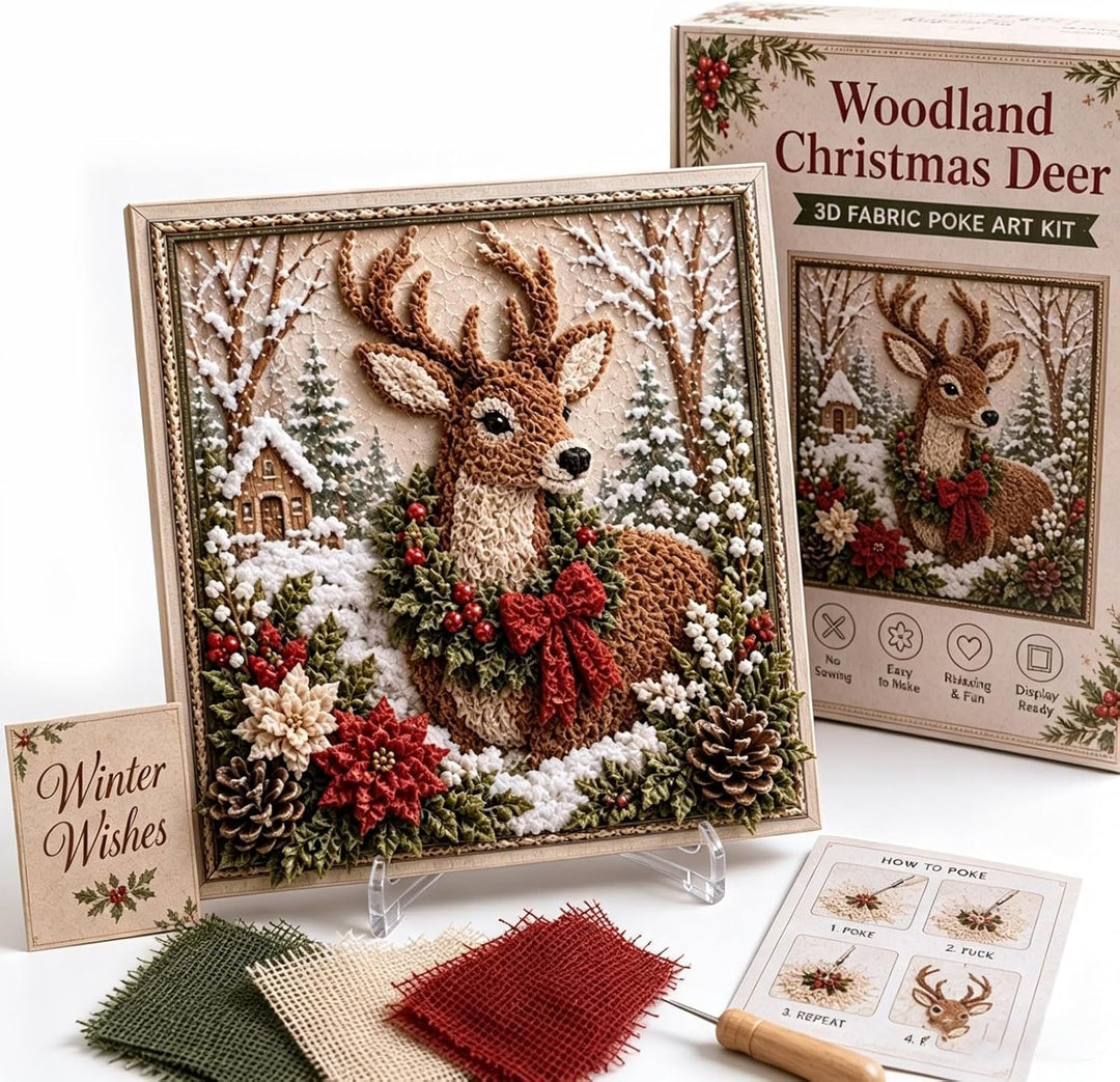 3D fabric poke art Christmas picture in frame