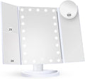 Harwelton™ Tri-Fold LED Makeup Mirror with 10x Magnification and Tray