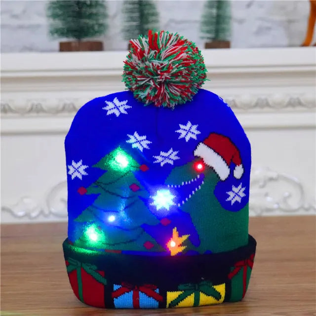 Harwelton™ LED Light-Up Knitted Christmas Hat for Kids &amp; Adults