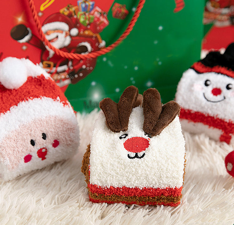 Kids fluffy reindeer Christmas socks