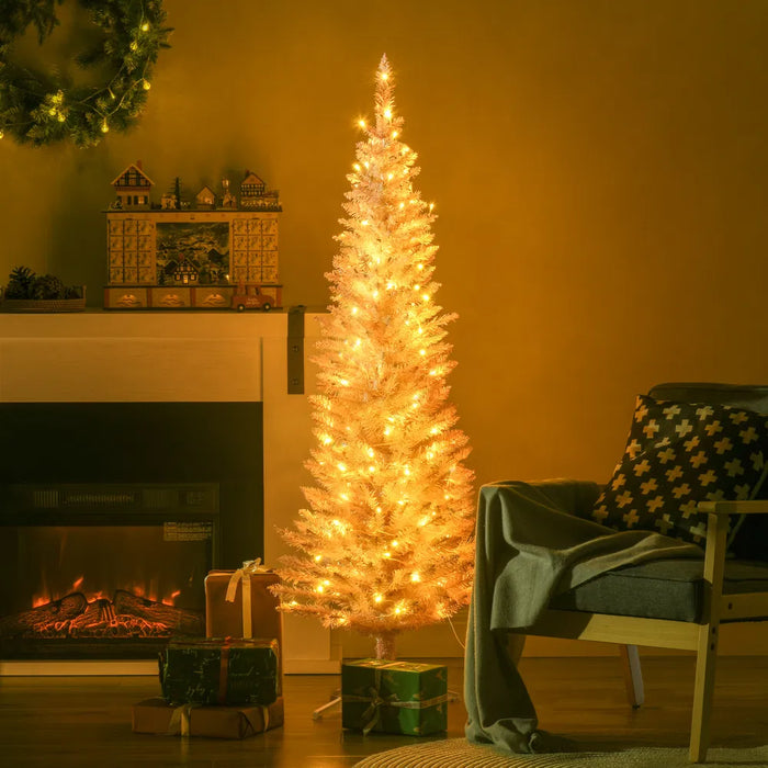 Harwelton Pink Pre-Lit Pencil Christmas Tree with Warm LEDs
