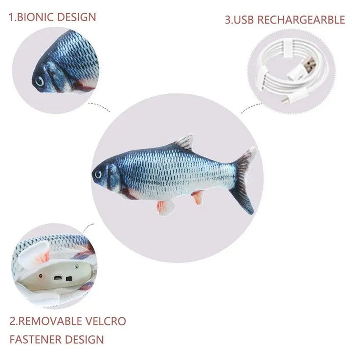 Flopping Fish Cat Toy, Rechargeable via USB with Lifelike Wiggle