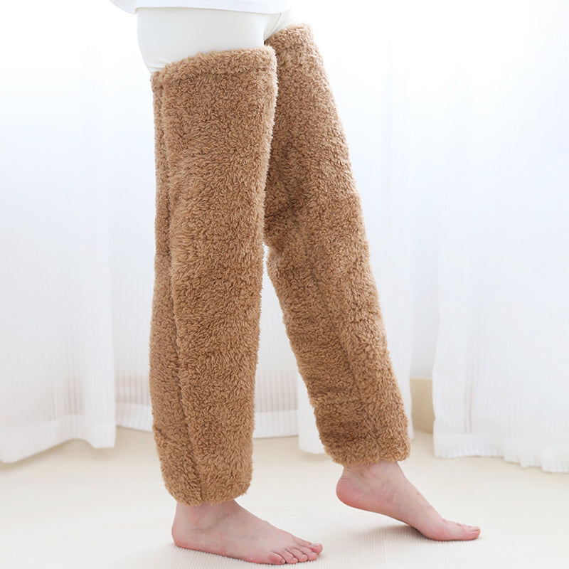 Fluffy Footless Leg Warmer Socks for Knees and Thighs
