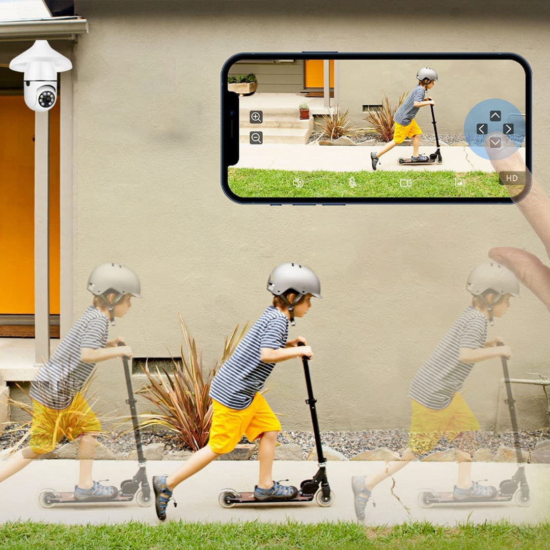 Light Bulb Security Camera with 360° View and Night Vision