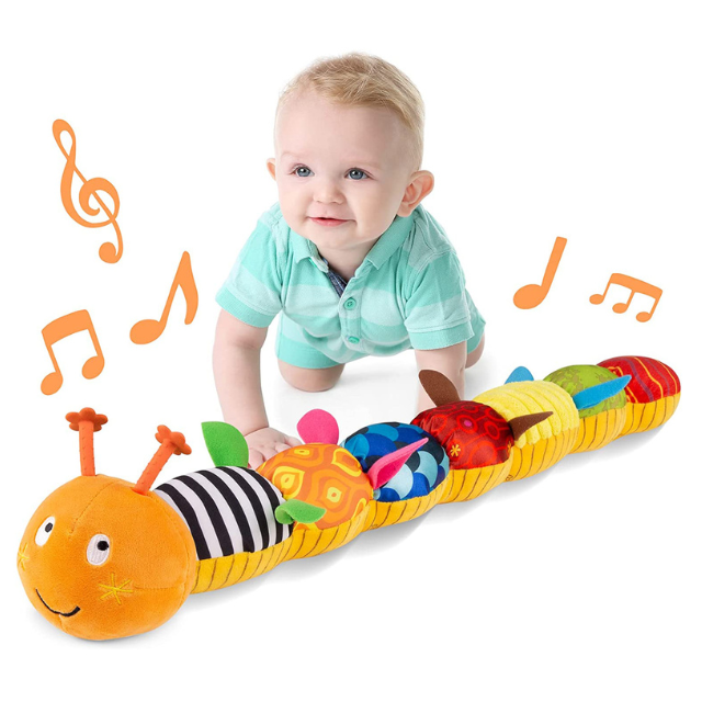 Musical Caterpillar Rattle Plush with Crinkle Textures