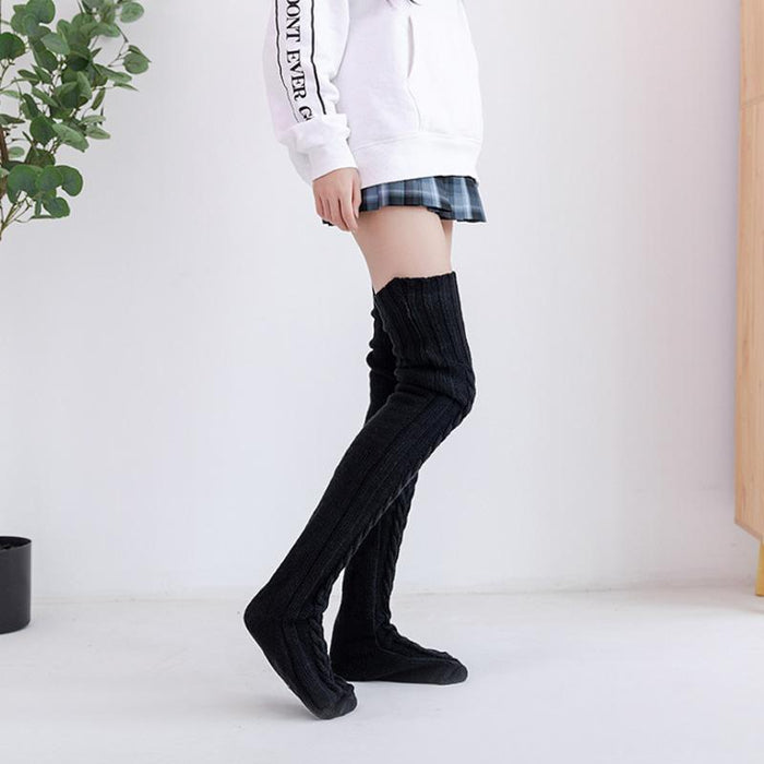 Harwelton™ Hand-Knitted Long Knee Socks in Soft Ribbed Knit
