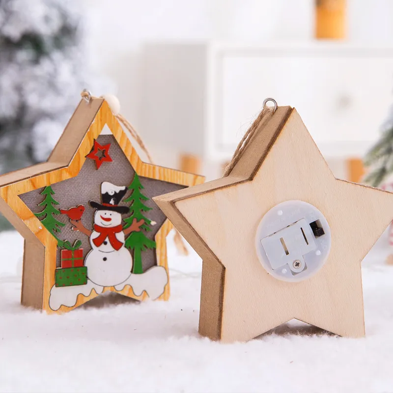 Wooden Christmas Light Box Ornament in Round or Star Shape