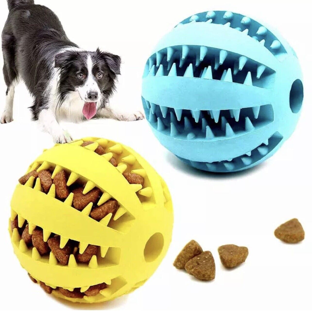 Tough Rubber Treat Ball for Dogs and Cats, Chew and Fetch Toy