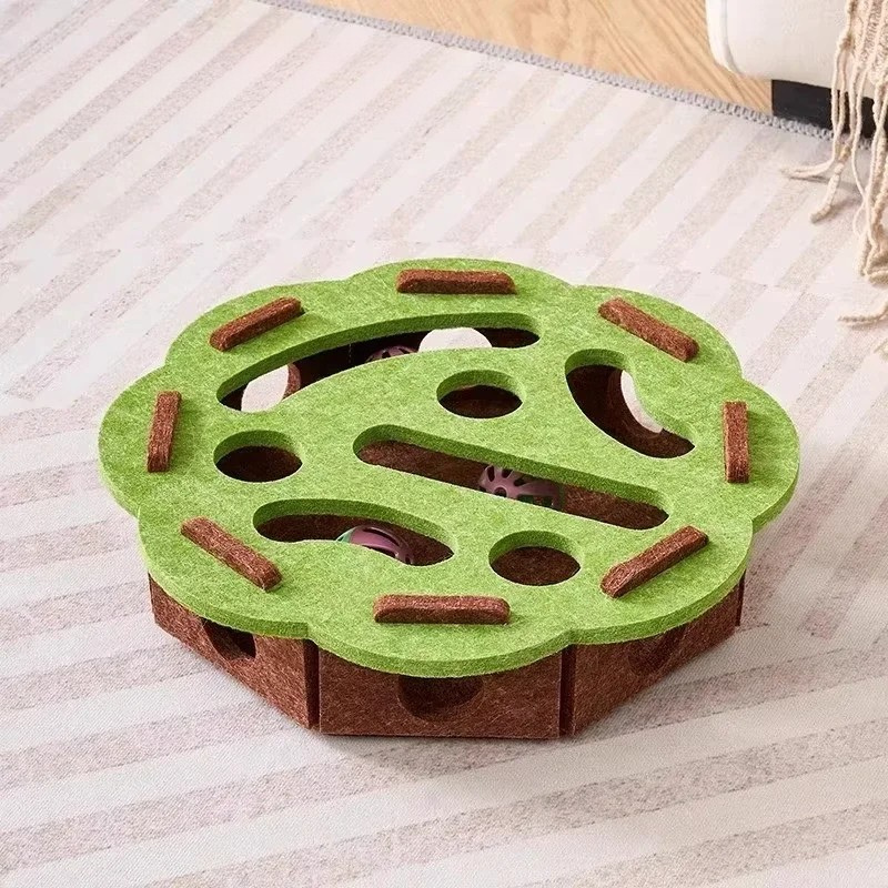 Felt Cat Puzzle Box with Hidden Bells for Indoor Play