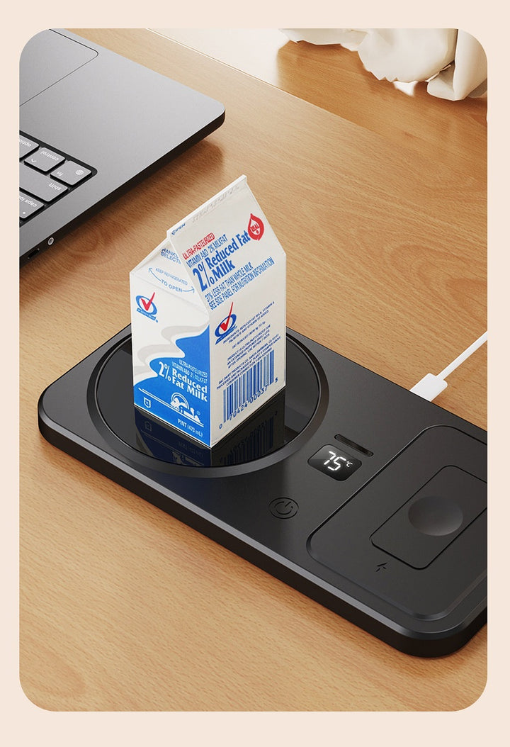 Black mug warmer with wireless phone charger