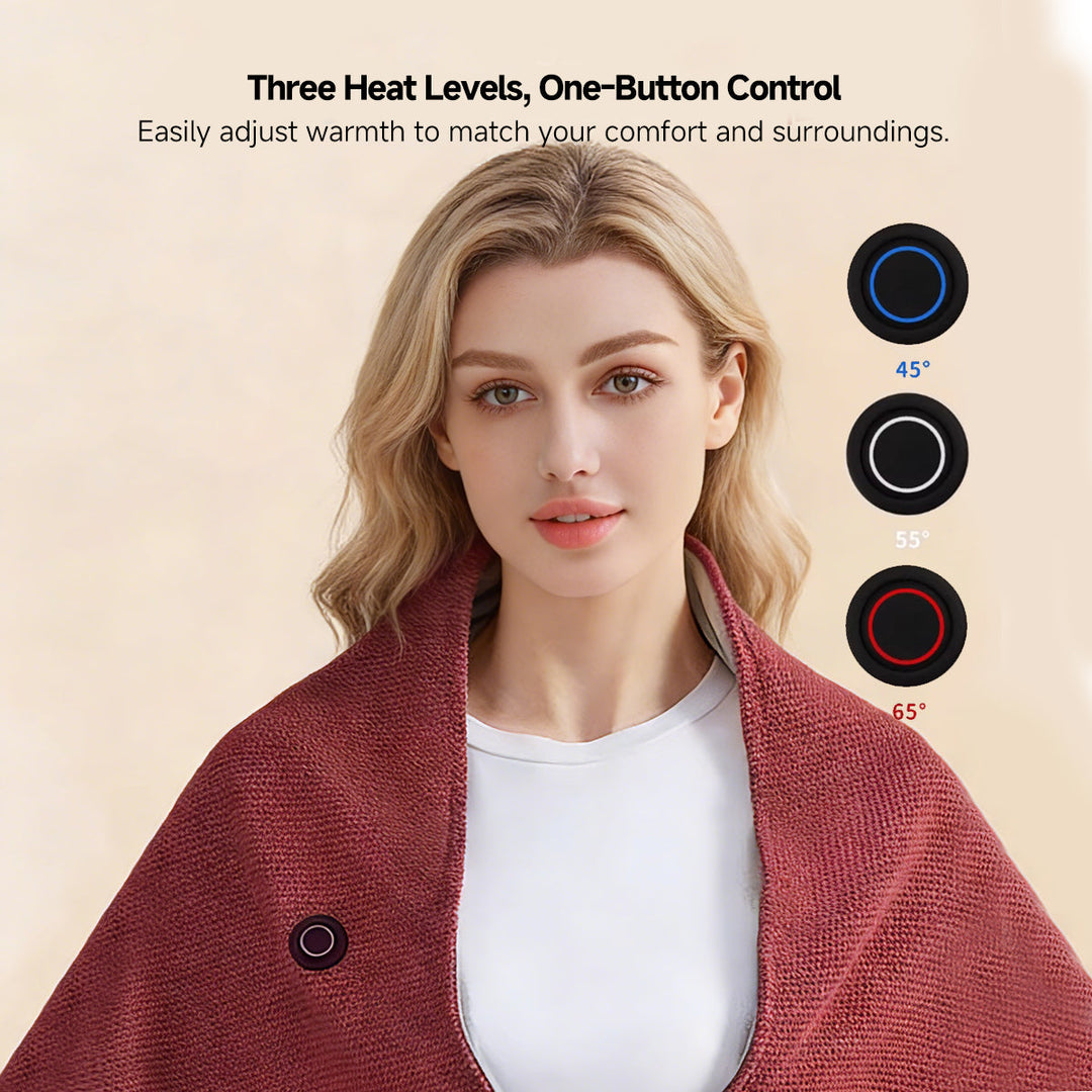 Harwelton™ Hooded USB Heated Shawl with Zip and 3 Heat Settings