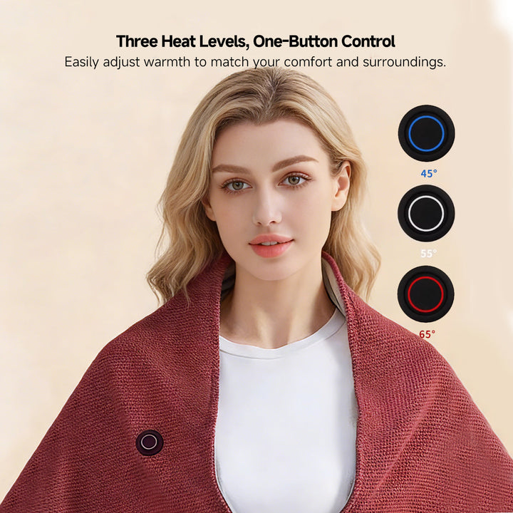 Harwelton™ Hooded USB Heated Shawl with Zip and 3 Heat Settings