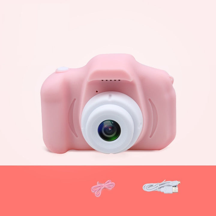 Pink silicone kids camera with lanyard