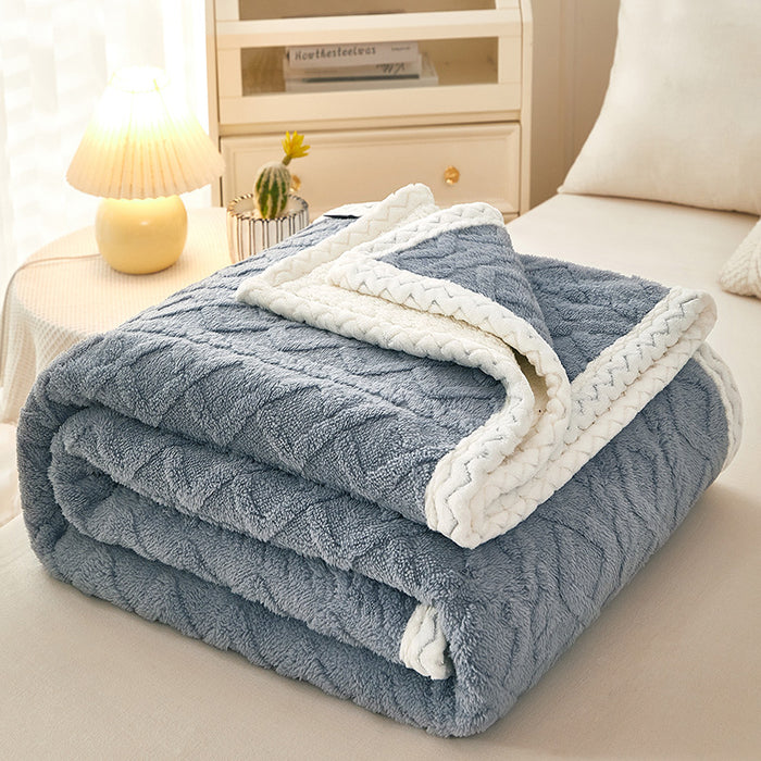 Harwelton Double-Layer Coral Fleece Blanket with Sherpa Reverse