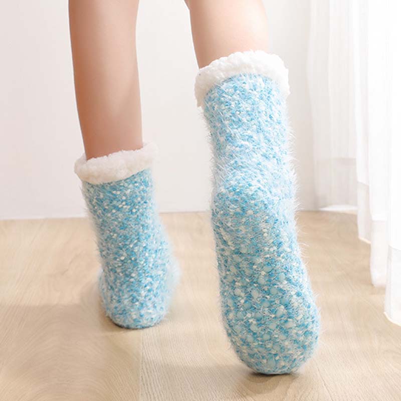 Sherpa-Lined Slipper Socks with Anti-Slip Silicone Soles