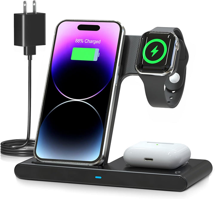 3-in-1 Foldable Wireless Charger for iPhone, Watch &amp; AirPods