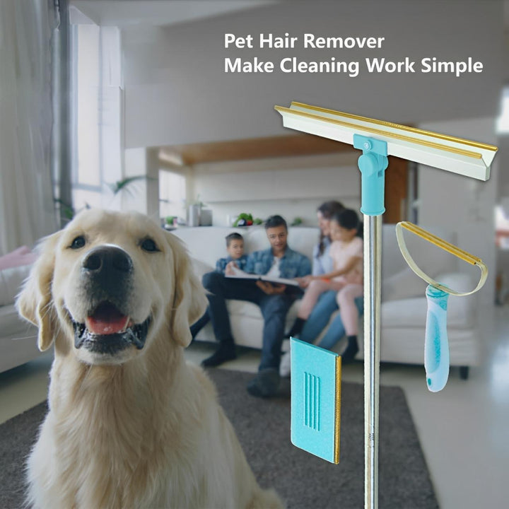 3-Piece Pet Hair Remover Set with Extendable Carpet Rake
