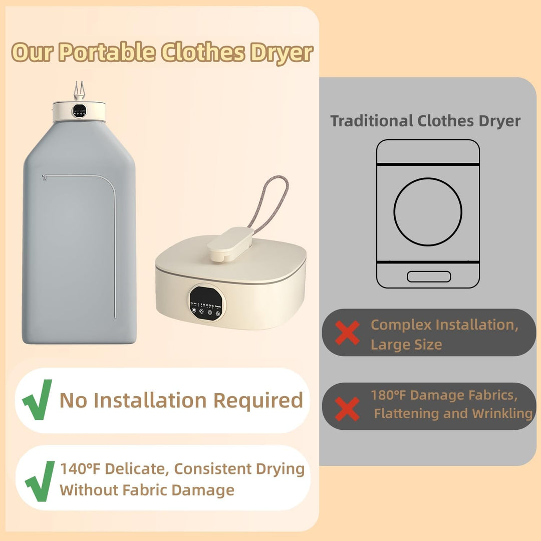 Harwelton™ Portable 800W Clothes Dryer &amp; Heater with 7-Hour Timer