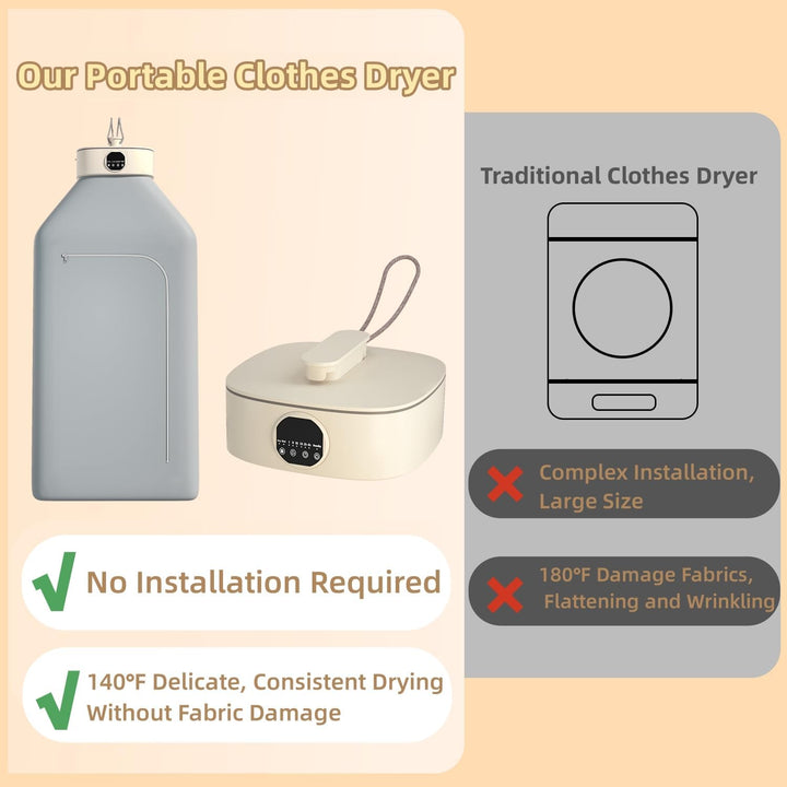 Harwelton™ Portable 800W Clothes Dryer &amp; Heater with 7-Hour Timer