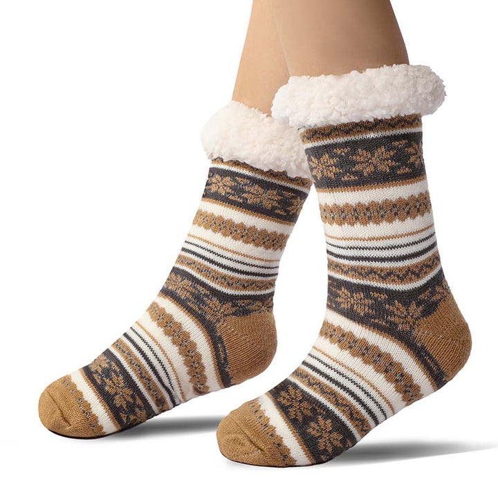 Ultra-Thick Snowflake Slipper Socks with Silicone Grips
