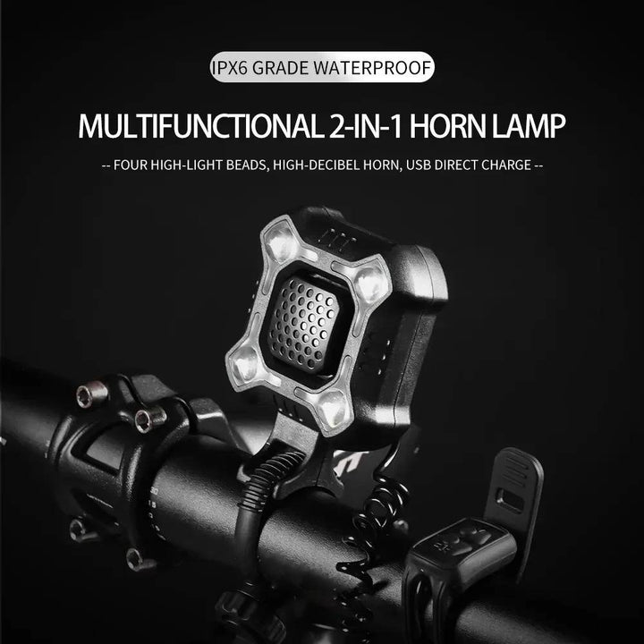 Bike Bell and Front Light Combo with 140 dB Electronic Horn