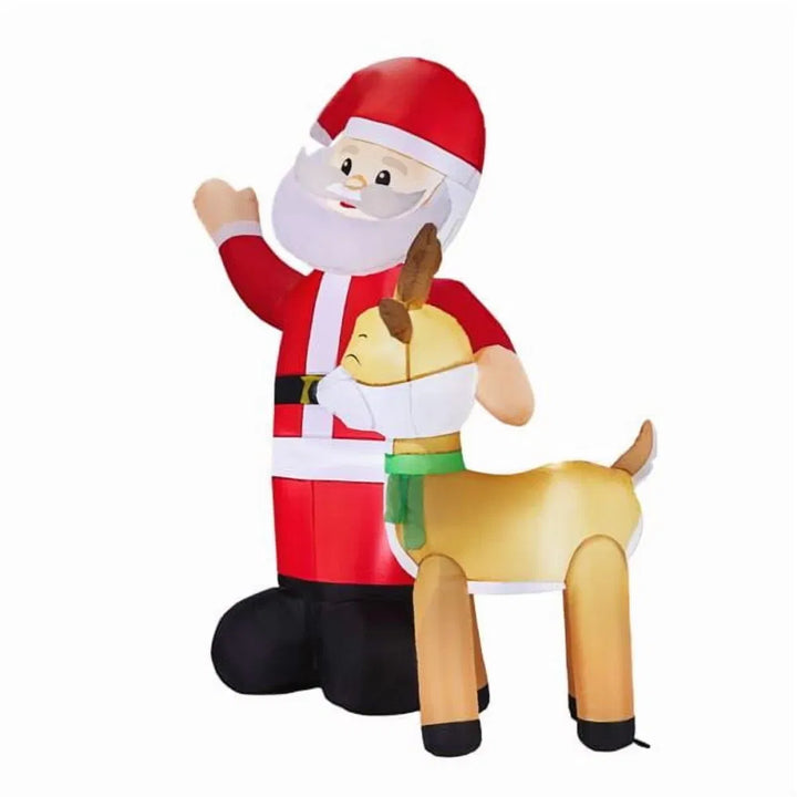 Inflatable waving Santa with reindeer