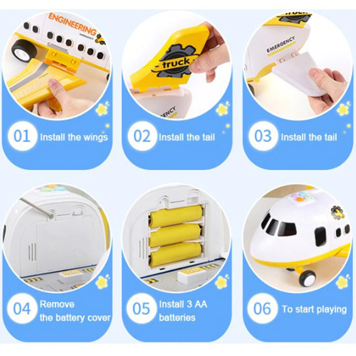 Harwelton™ XL Airplane Toy Set with Cars, Crane and Road Signs, 20 Pieces