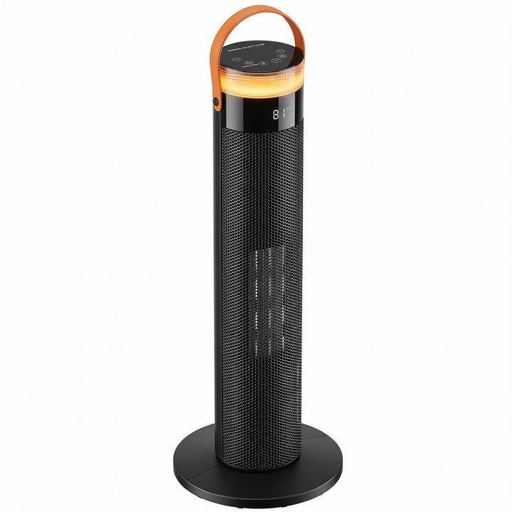 black ceramic tower heater with LED ring light