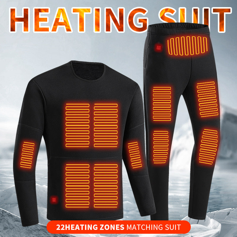 Black heated thermal top and long johns set