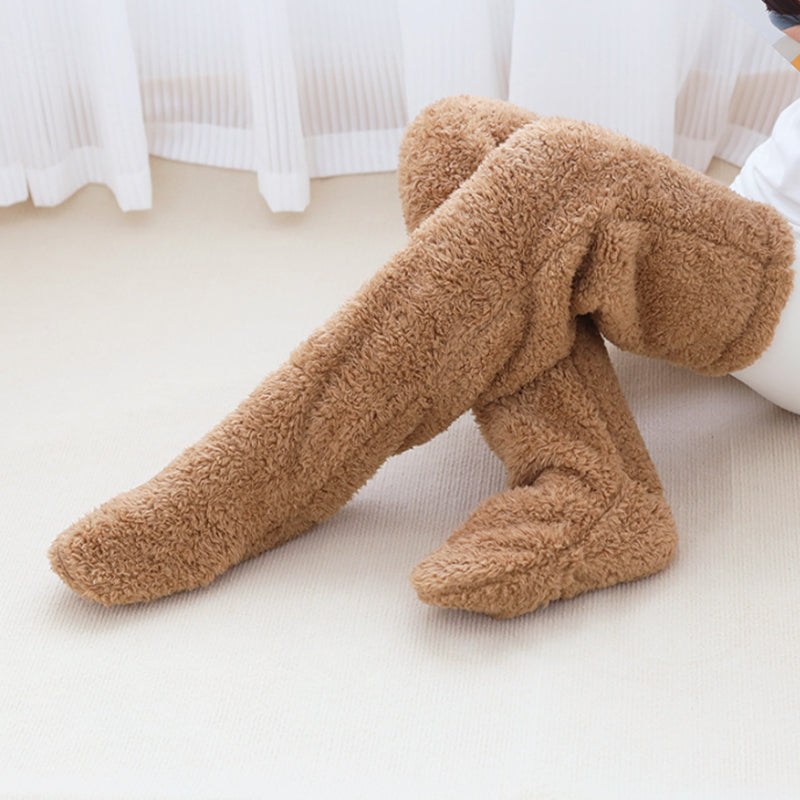 Fluffy Footless Leg Warmer Socks for Knees and Thighs